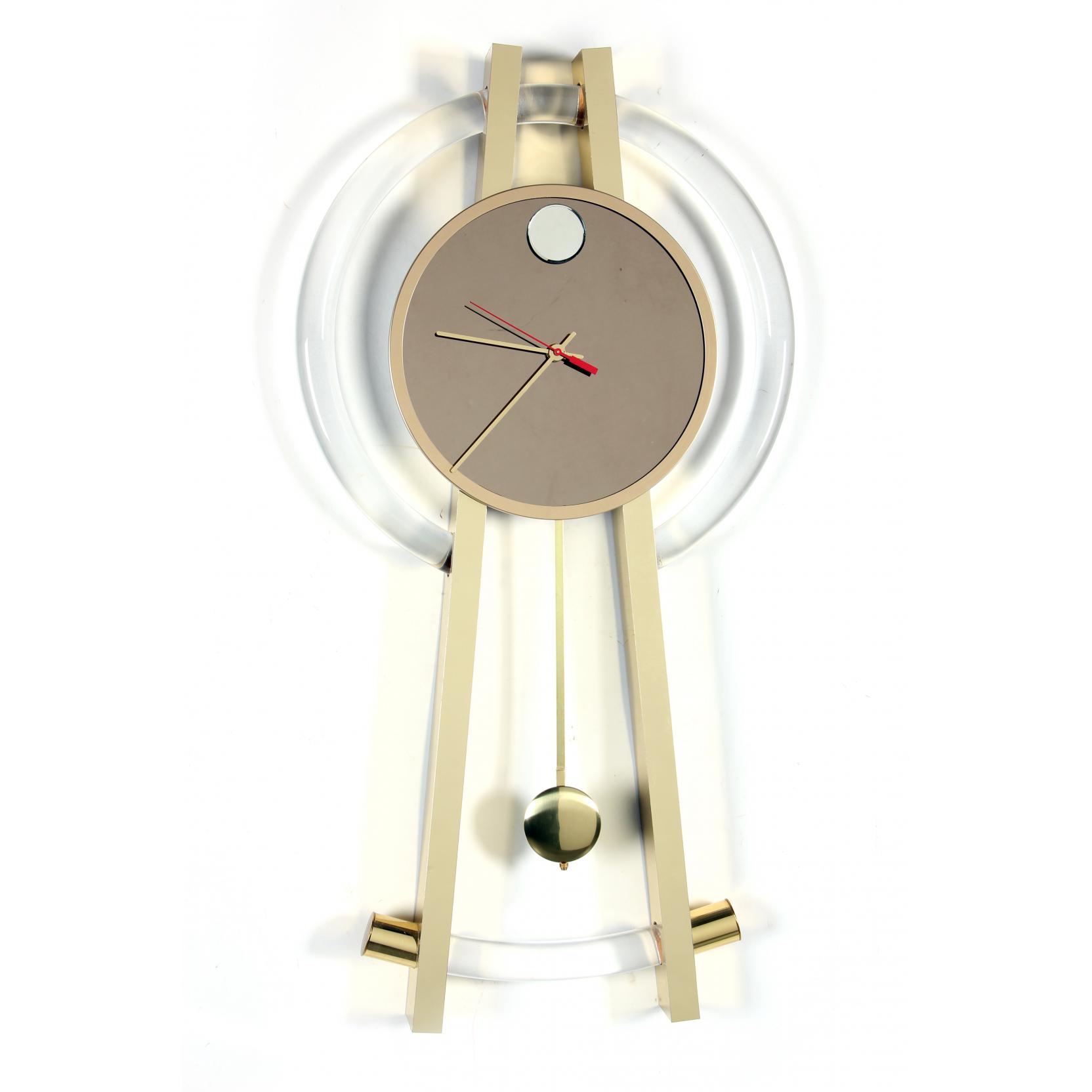 Appraisal: Modernist Lucite and Brass Compass Form Wall Clock s battery