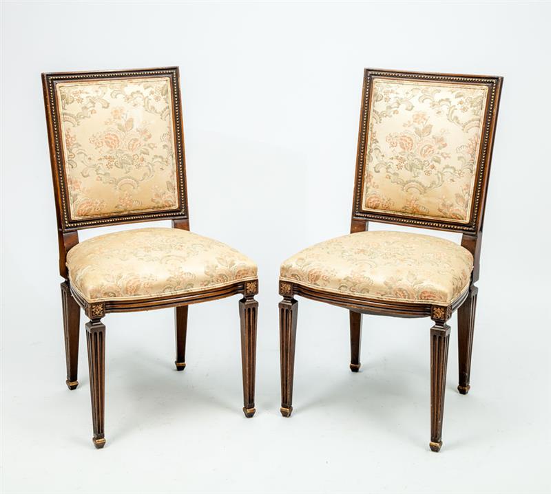 Appraisal: Pair of Louis XVI Style Carved Walnut Side Chairs x