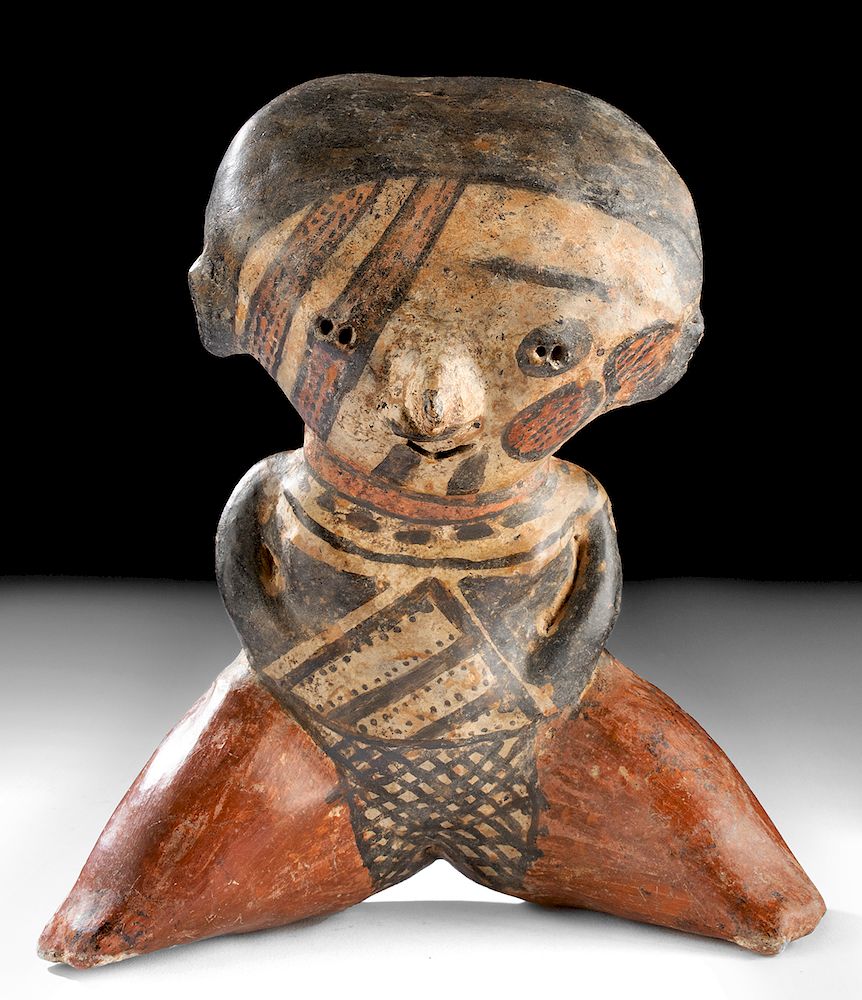 Appraisal: Nayarit Chinesca Polychrome Seated Female Figure Pre-Columbian West Mexico Nayarit