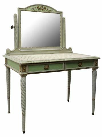 Appraisal: Louis XVI style parcel gilt and painted vanity dressing table