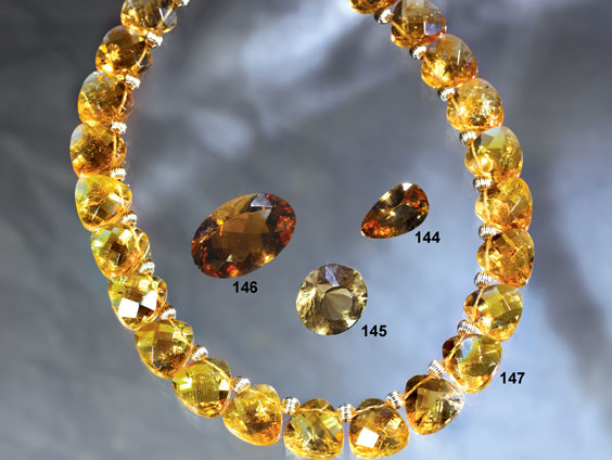 Appraisal: FACETTED CITRINE NECKLACE Brazil Large matched facetted triangular Citrine beads