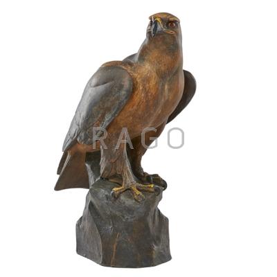 Appraisal: GERMAN GLAZED TERRA COTTA SCULPTURE Depicting a hawk early th