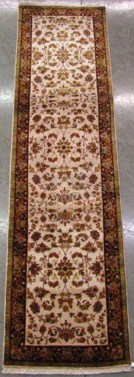 Appraisal: Handmade Oriental Runner Rug Jaipur design brown field with red