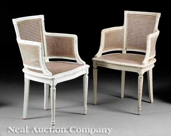 Appraisal: A Pair of Antique Directoire Cr me Peinte and Cane