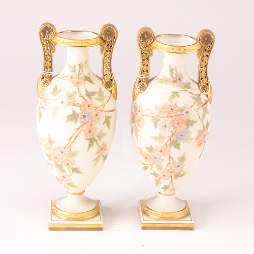 Appraisal: Style of Royal Worcester pair of classical urns with gilded