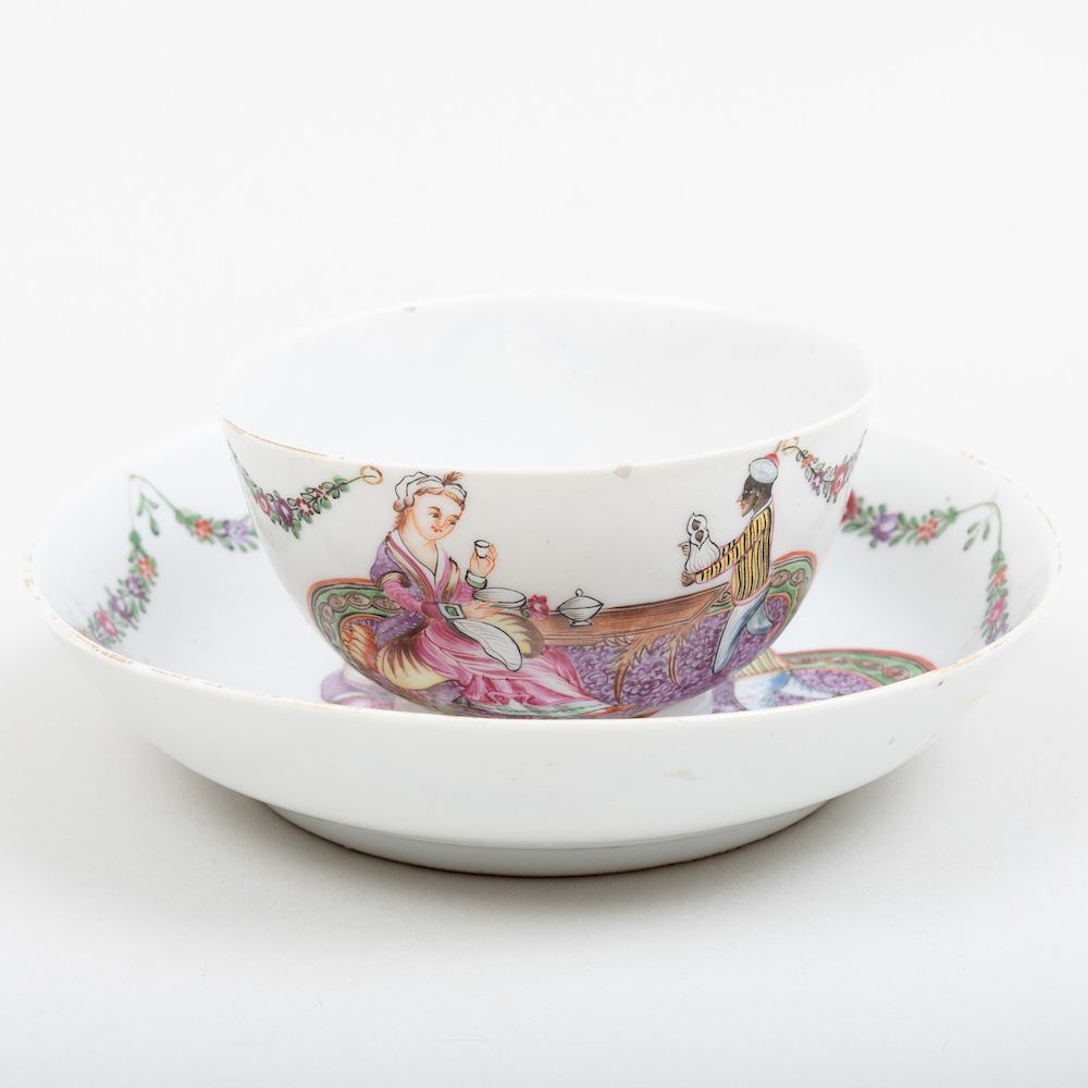 Appraisal: Chinese Export Porceain Teabowl and Saucer Decorated for the European