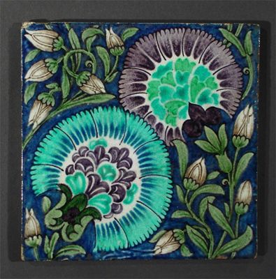 Appraisal: A William De Morgan Chicago pattern tile painted with two