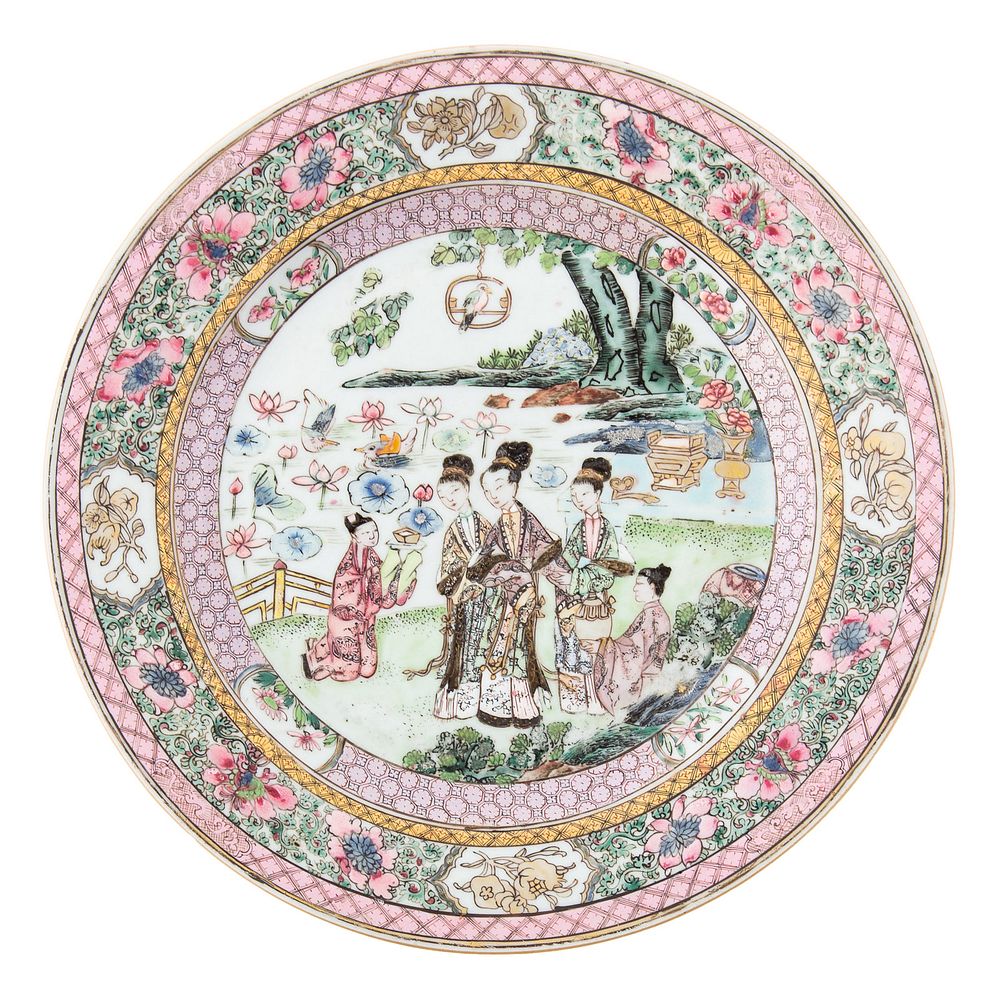 Appraisal: Chinese Export Famille Rose Plate Circa beautifully decorated overglazed enamels