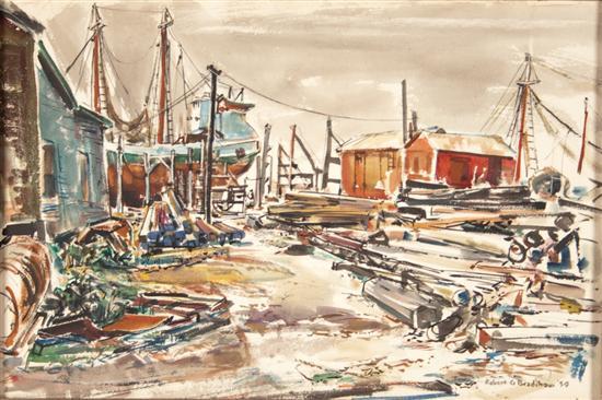 Appraisal: Robert George Bradshaw American b Ship's Timbers watercolor on paper