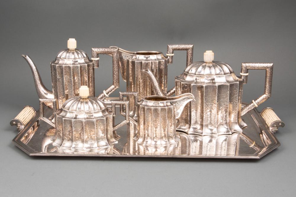 Appraisal: Austrian Art Deco Silver Coffee and Tea Service Vienna c