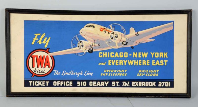 Appraisal: Early 's TWA Travel Office Sign This TWA sign depicts