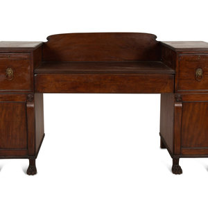 Appraisal: A Regency Mahogany Pedestal Side Board th Century Height x