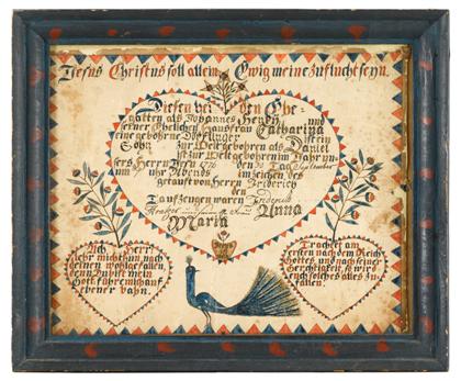 Appraisal: Sawtooth border artist late th early th century fraktur taufschien