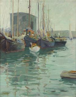 Appraisal: Painting Herman Wessel Herman Wessel American - Fishing Boats at