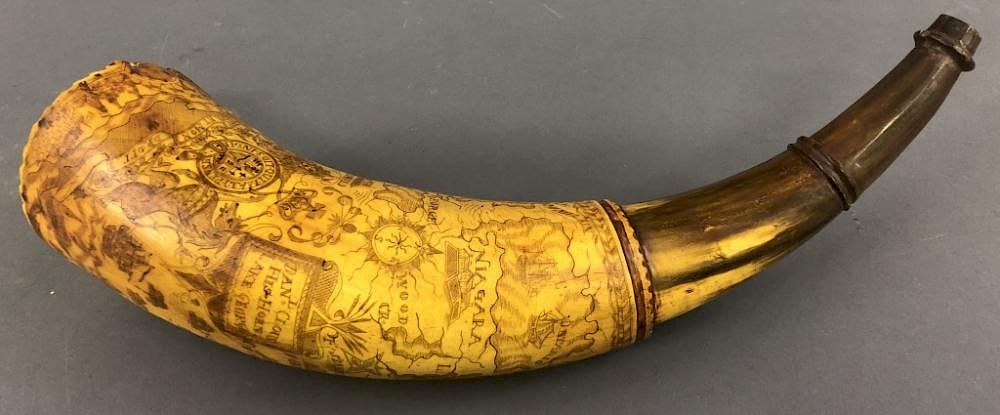 Appraisal: Rare French and Indian War Powder Horn Rare French and