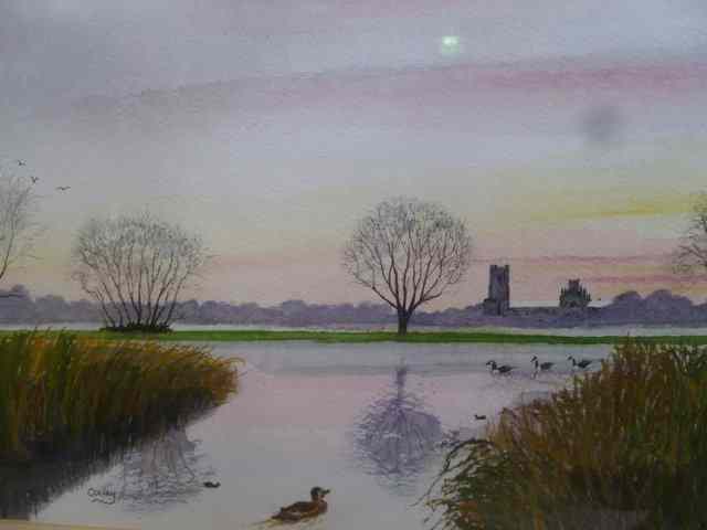 Appraisal: OXLEY TH CENTURY English landscape showing ducks and geese by