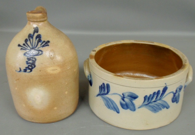 Appraisal: - Two-gallon stoneware jug with blue decoration th c and