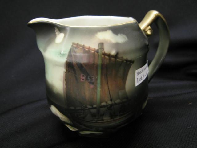 Appraisal: Royal Bayreuth Porcelain Milk Pitcher sailing ship decor excellent