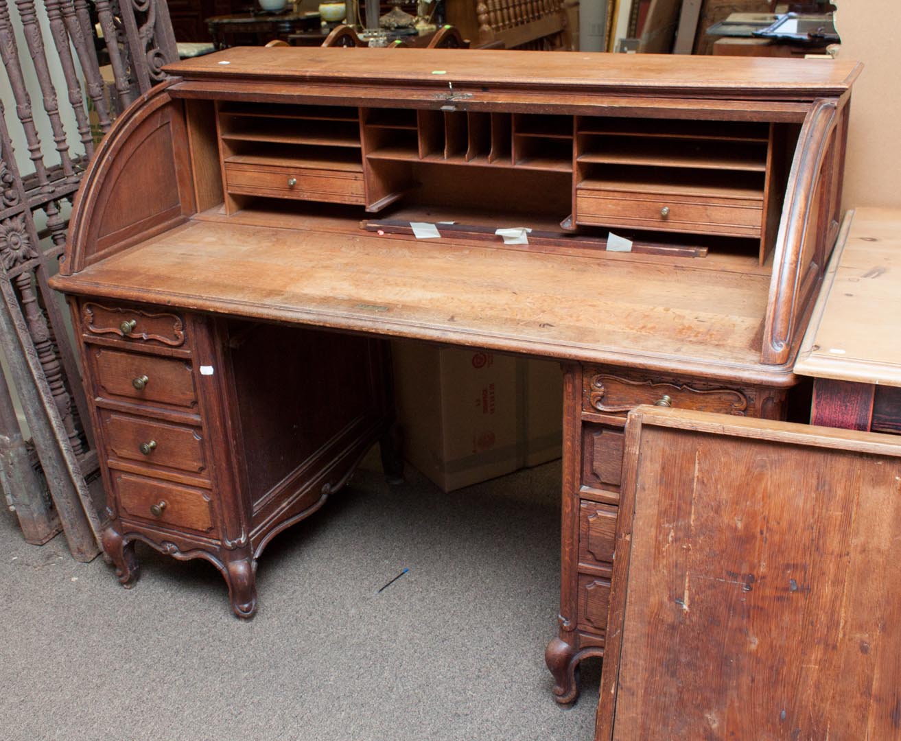 Appraisal: French style oak roll-top desk