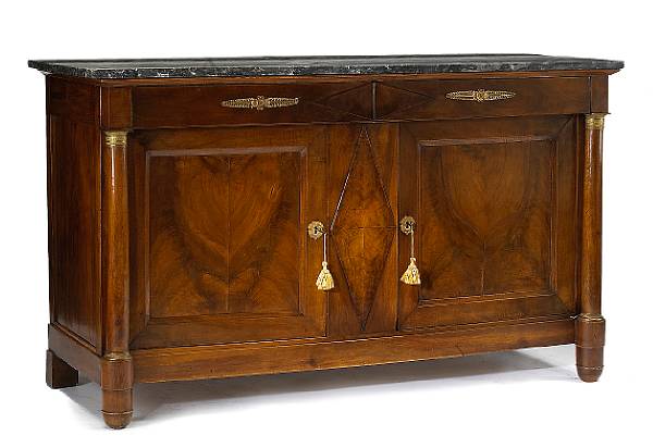 Appraisal: An Empire gilt bronze mounted walnut buffet possibly Continentalfirst quarter