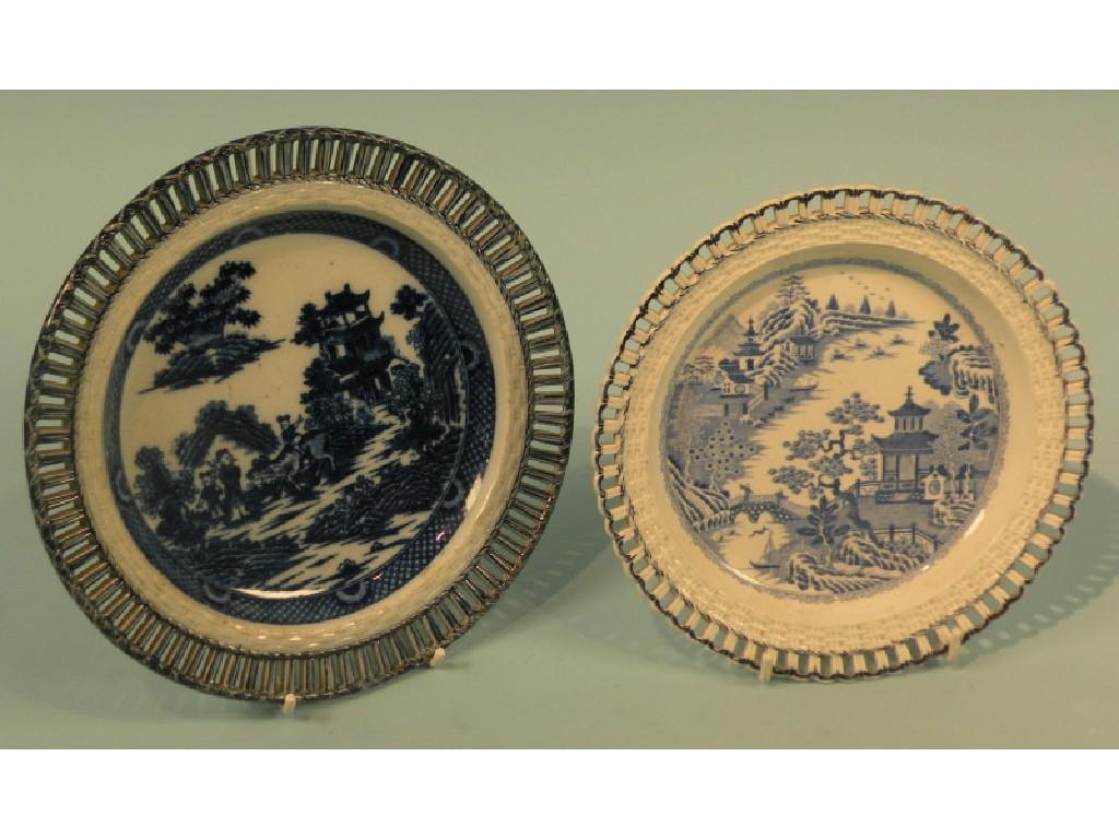 Appraisal: An late thC pearlware plate with a basket border printed