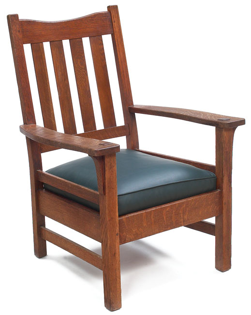 Appraisal: Stickley Brothers armchair four vertical slats at back with a