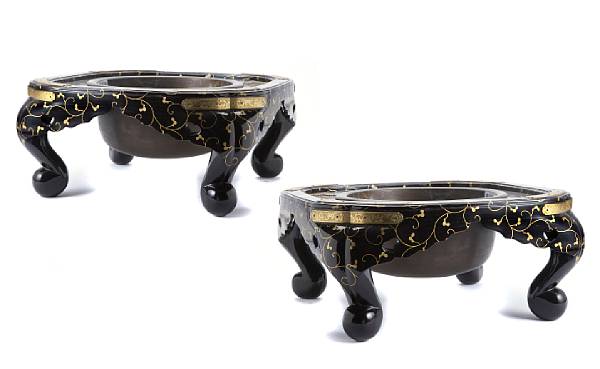 Appraisal: A pair of Japanese gilt lacquered braziers th century height