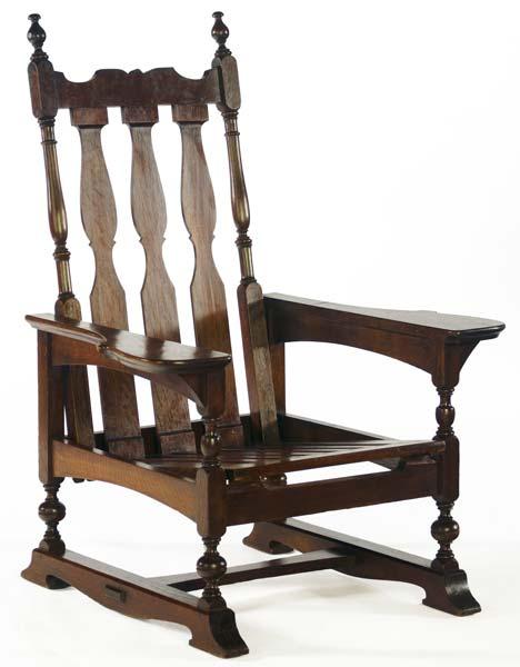 Appraisal: ROSE VALLEY Morris chair in the Jacobean style Signed x