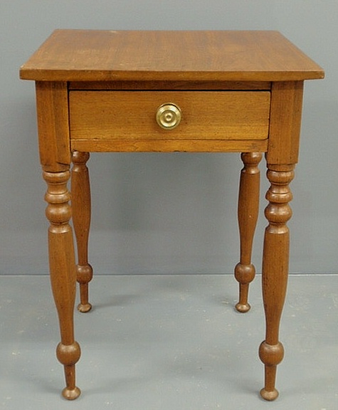 Appraisal: Sheraton walnut one-drawer stand c with unusual turned legs x