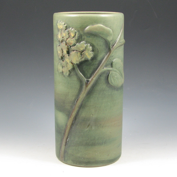 Appraisal: Weller Kenova cylindrical vase with branch and flowers in relief