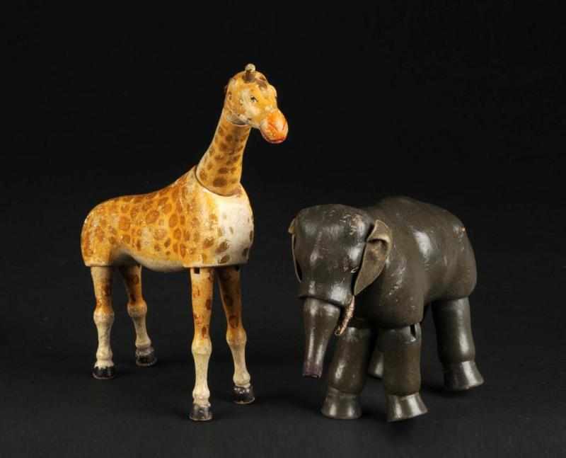 Appraisal: Schoenhut All Wood Elephant and Giraffe Description American Ca Part