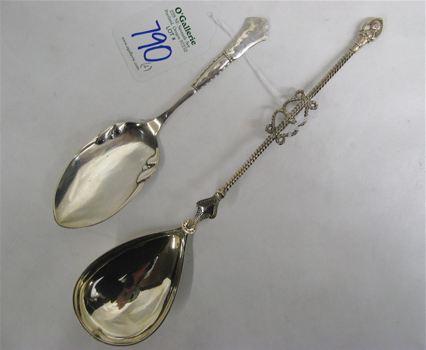 Appraisal: TWO DANISH STERLING SILVER SERVING SPOONS a salad spoon with