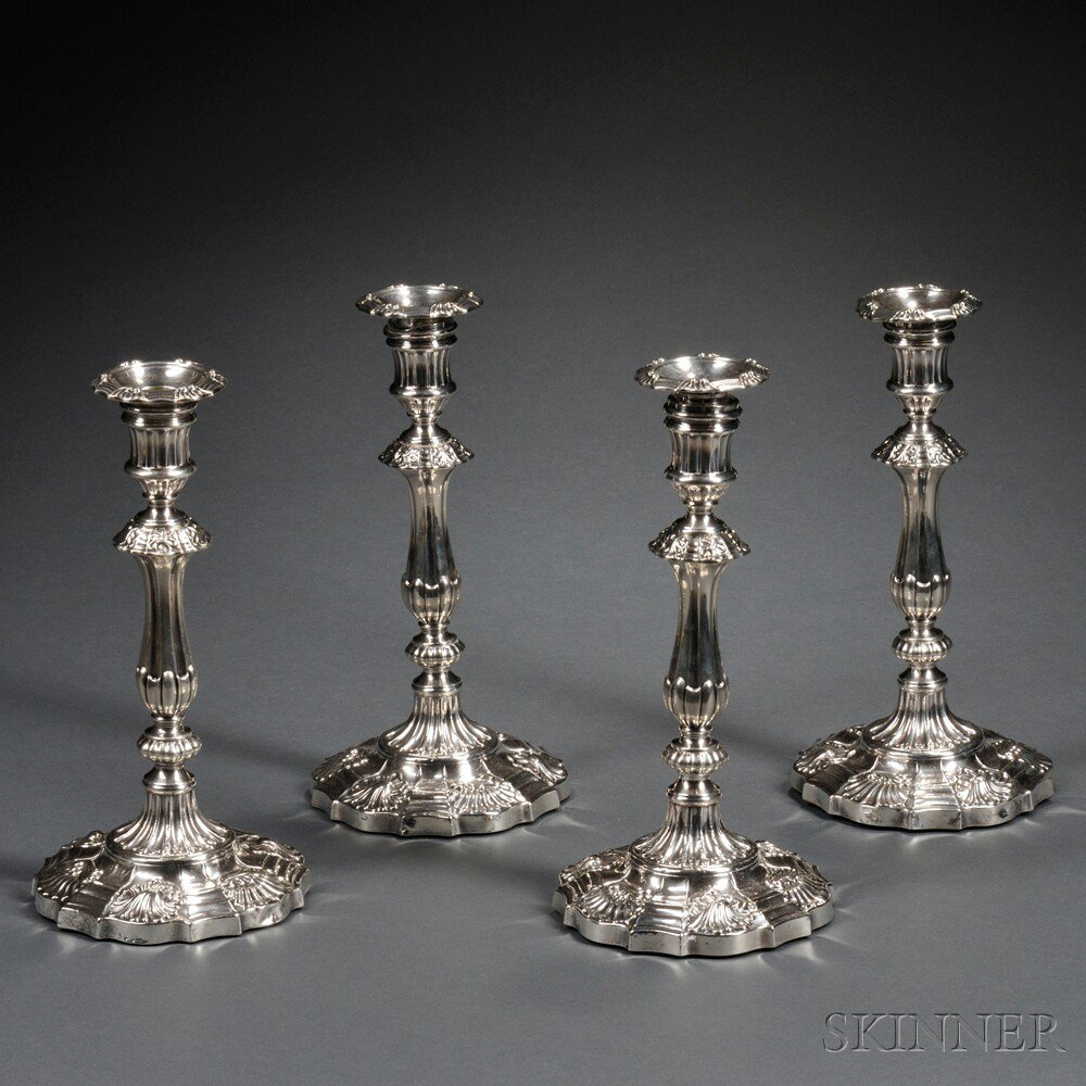 Appraisal: Four George III Sterling Silver Candlesticks Sheffield - John Thomas