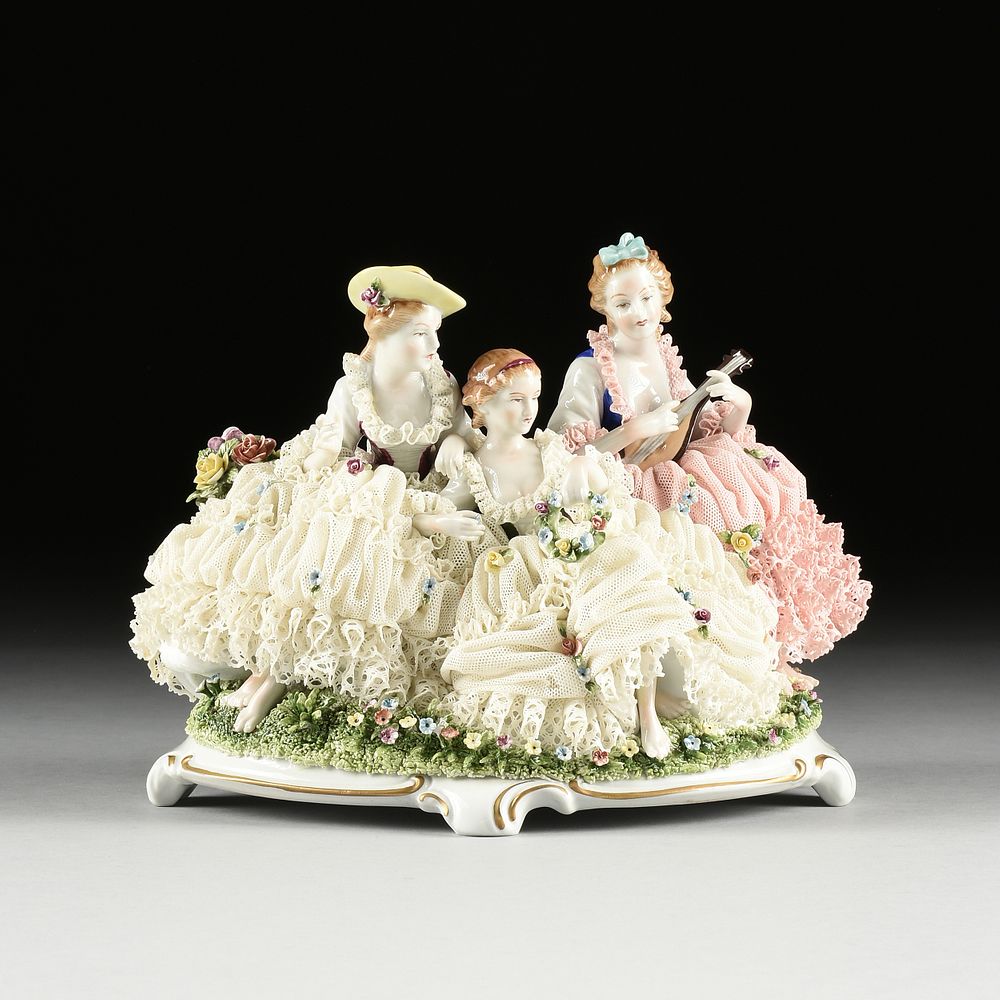 Appraisal: A GERMAN PORCELAIN LACE FIGURAL GROUP UNTERWEI BACH - A