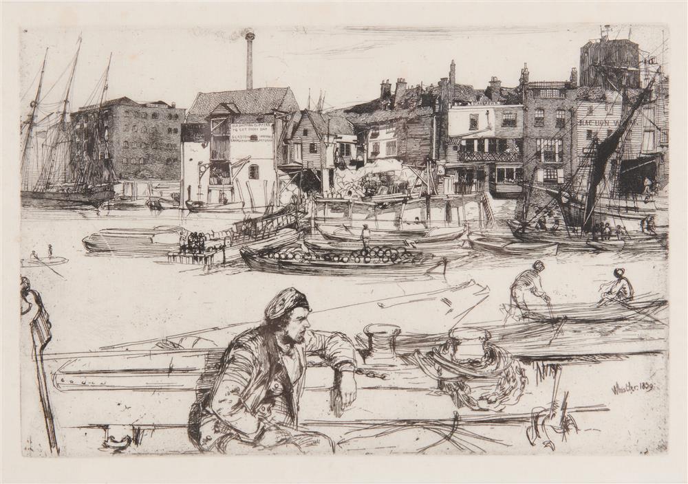 Appraisal: JAMES ABBOTT MCNEILL WHISTLER American - Black Lion Wharf etching