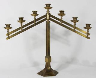 Appraisal: Gothic style brass ecclesiastical candelabra having a telescopic form with