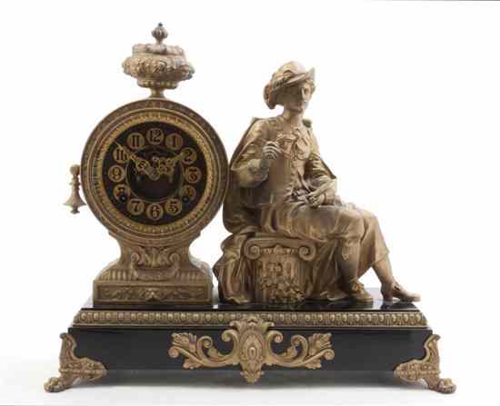 Appraisal: An American Gilt Metal and Slate Mantel Clock Ansonia Clock