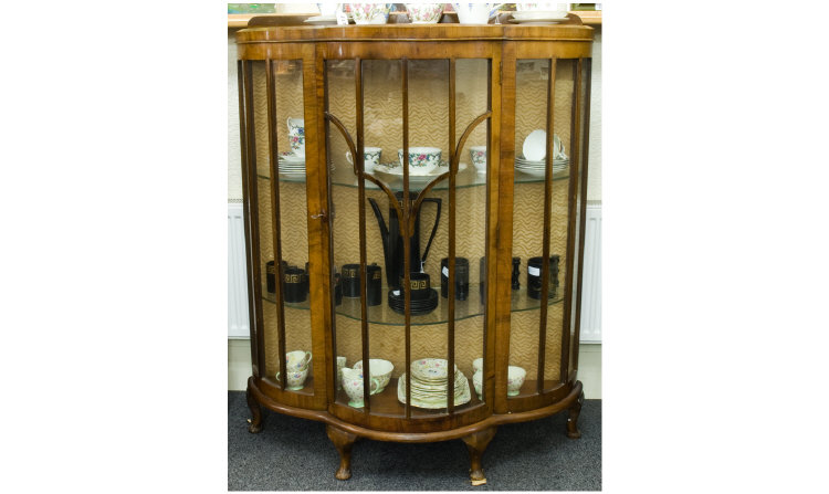 Appraisal: Bow Fronted Display Cabinet with glass shelves height inches width