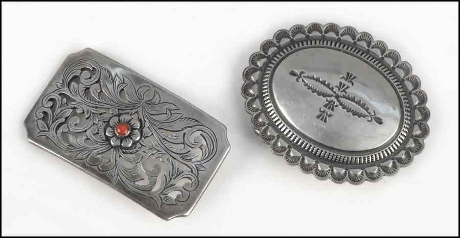 Appraisal: STERLING SILVER AND CARNELIAN BELT BUCKLE Together with a sterling