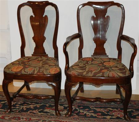 Appraisal: Set of Ten Queen Anne Style Fruitwood Dining Chairs Estimate