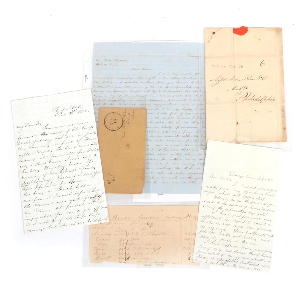 Appraisal: FIVE PRE AND CIVIL WAR ERA LETTERS LETTER FROM TENEYCK