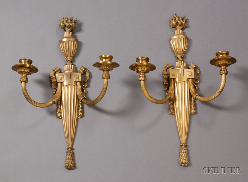 Appraisal: Pair of Decorative Wall Sconces Cast brass In the form