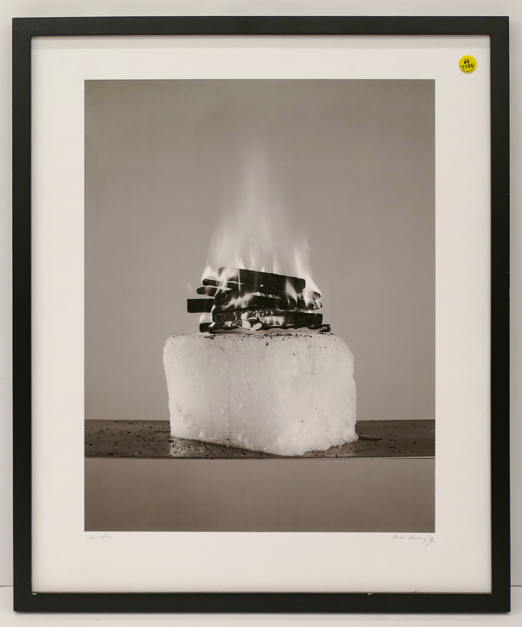 Appraisal: 'Ice and Fire'' B W Photograph Peter Dela Framed ''x