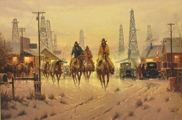 Appraisal: Framed limited-edition print on canvas When Cowboys Don't Change G