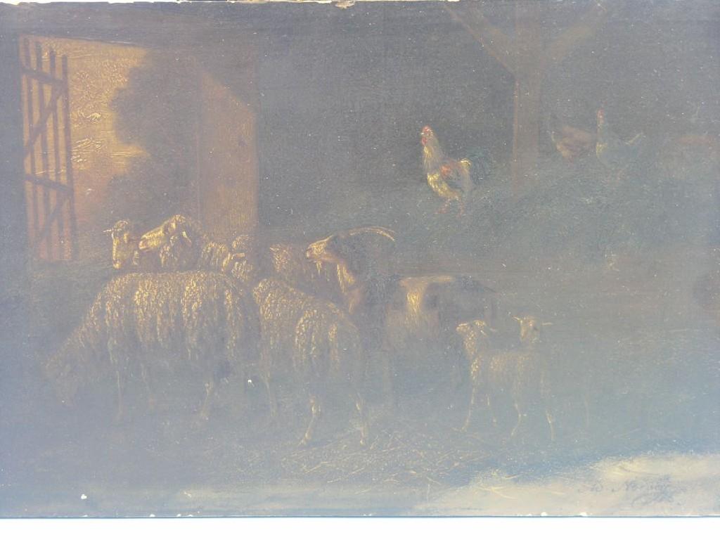 Appraisal: A th century oil on panel herd of sheep and