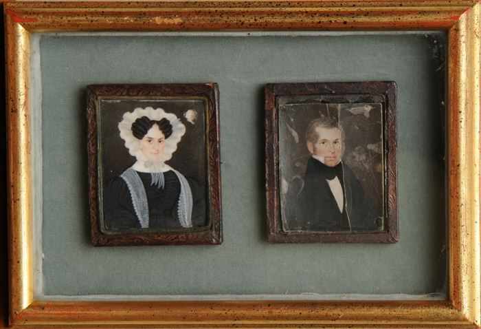 Appraisal: PAIR OF MINIATURE PORTRAITS COURTLAND BABCOCK - AND HIS WIFE