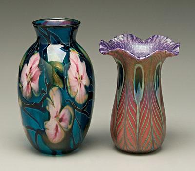 Appraisal: Two Charles Lotton vases one ovoid with flowers on blue