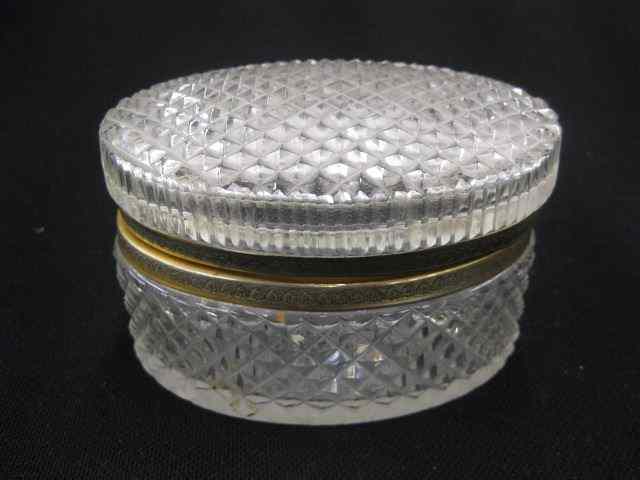 Appraisal: Cut Crystal Dresser Box oval diamond design '' x ''