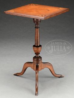 Appraisal: UNUSUAL CONNECTICUT FEDERAL INLAID CHERRY CANDLESTAND UNUSUAL CONNECTICUT FEDERAL INLAID