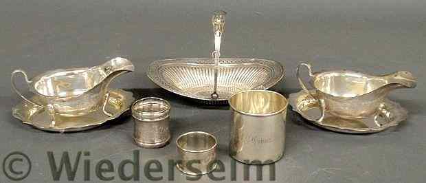 Appraisal: Group of sterling silver tableware to include two small sauce